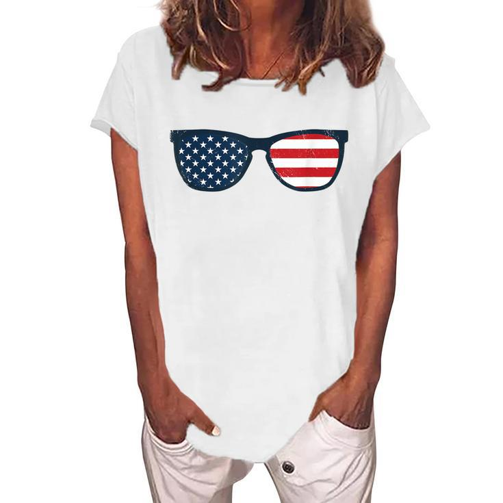 Usa Sunglasses Independence Day Men Women Kids Vintage Women's Loosen T-shirt