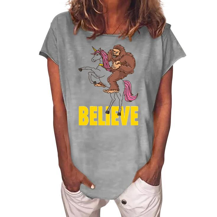 Bigfoot Unicorn Sasquatch Tee Men Women Kids Women's Loosen T-Shirt