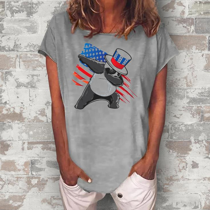 Dabbing Uncle Sam Panda 4Th Of July Women's Loosen T-Shirt