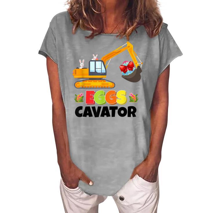 Excavator Shirts For Toddler Boys Girls Easter Eggs Cavator Women's Loosen Crew Neck Short Sleeve T-Shirt