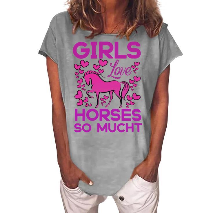 Girls Love Hhoresed So Much Women's Loosen Crew Neck Short Sleeve T-Shirt