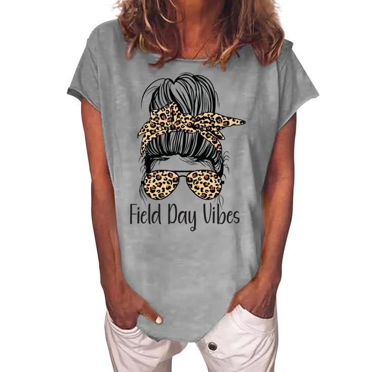 Happy Field Day Field Day Tee Kids Graduation School Fun Day V11 Women's Loosen Crew Neck Short Sleeve T-Shirt