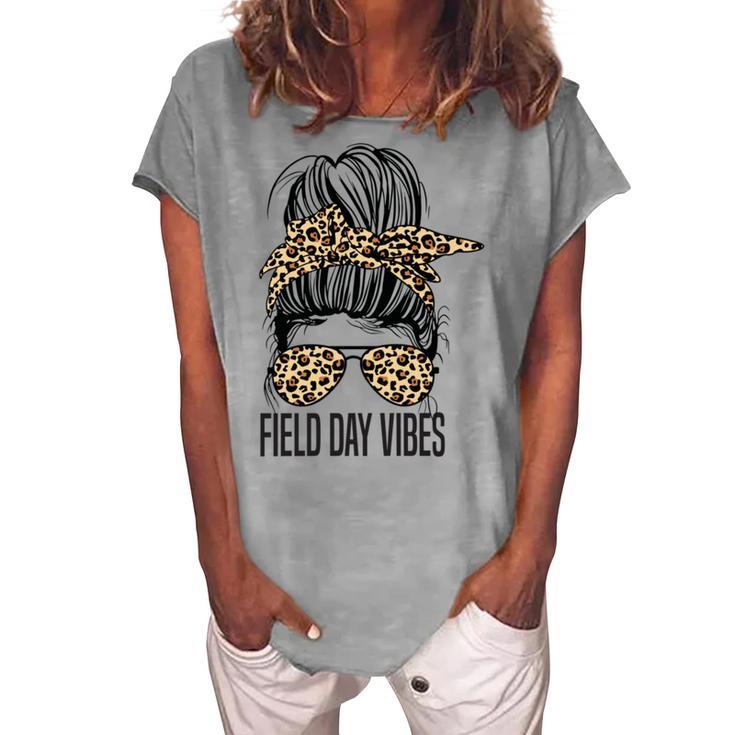 Happy Field Day Field Day Tee Kids Graduation School Fun Day V12 Women's Loosen Crew Neck Short Sleeve T-Shirt