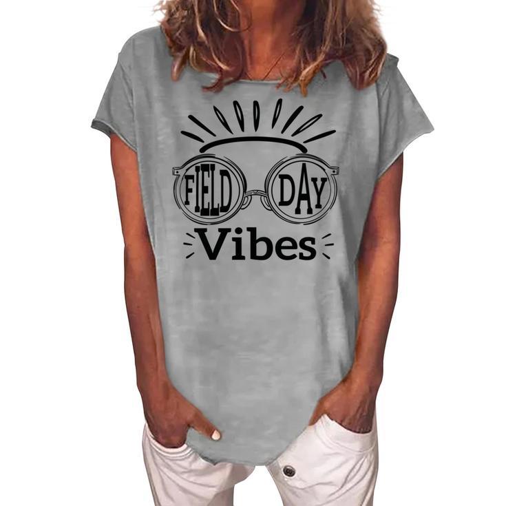 Happy Field Day Field Day Tee Kids Graduation School Fun Day V8 Women's Loosen Crew Neck Short Sleeve T-Shirt