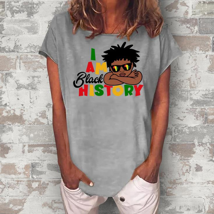 I Am Black History For Kids Boys Black History Month Women's Loosen Crew Neck Short Sleeve T-Shirt