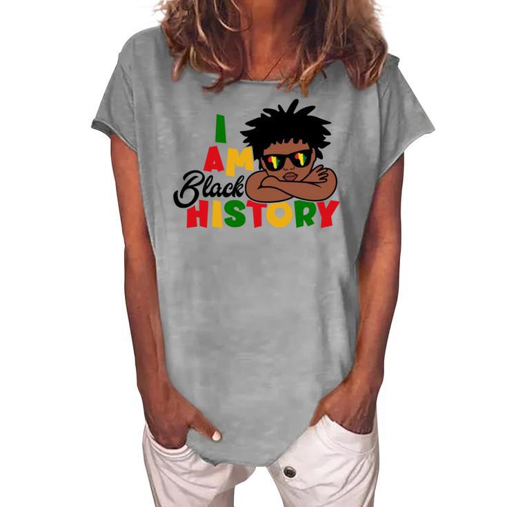 I Am Black History For Kids Boys Black History Month Women's Loosen Crew Neck Short Sleeve T-Shirt