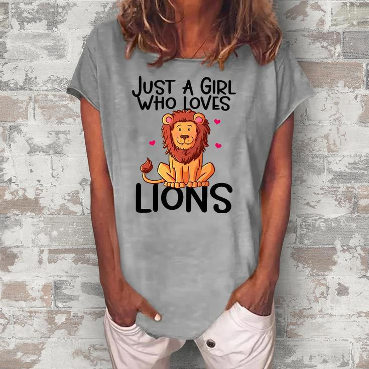 Just A Girl Who Loves Lions Cute Lion Animal Costume Lover Women's Loosen T-Shirt