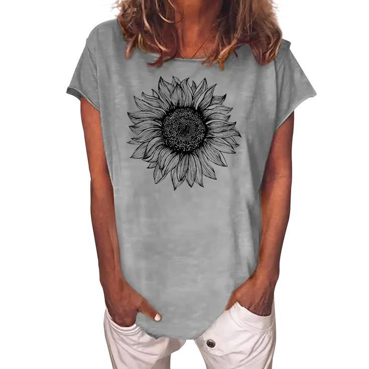 Be Kind Sunflower Minimalistic Flower Plant Artwork Women's Loosen T-Shirt