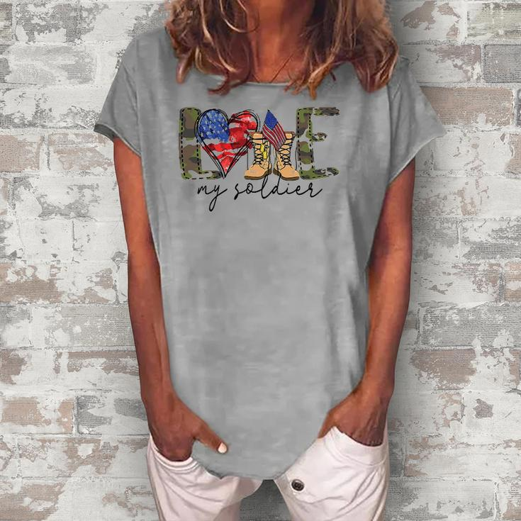 I Love My Soldier Military Military Army Wife Women's Loosen T-Shirt