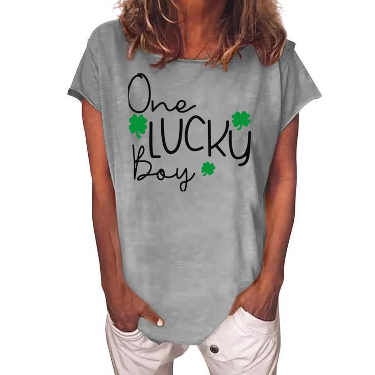 One Lucky Boy Funny St Patrick Day Women's Loosen Crew Neck Short Sleeve T-Shirt