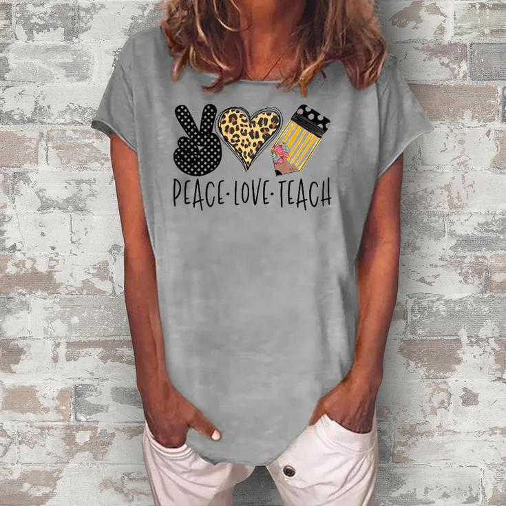 Peace Love Teach Back To School Teacher Women's Loosen T-Shirt