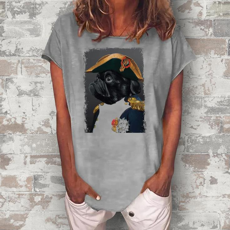 Pug Dog Dad Mom Graphic Tee Men Women Cute Black Pug Women's Loosen T-Shirt