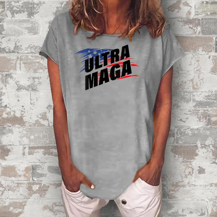 Womens Ultra Maga Pro American Pro Freedom Ultra-Maga Ultra Mega Pro Trump Women's Loosen T-Shirt