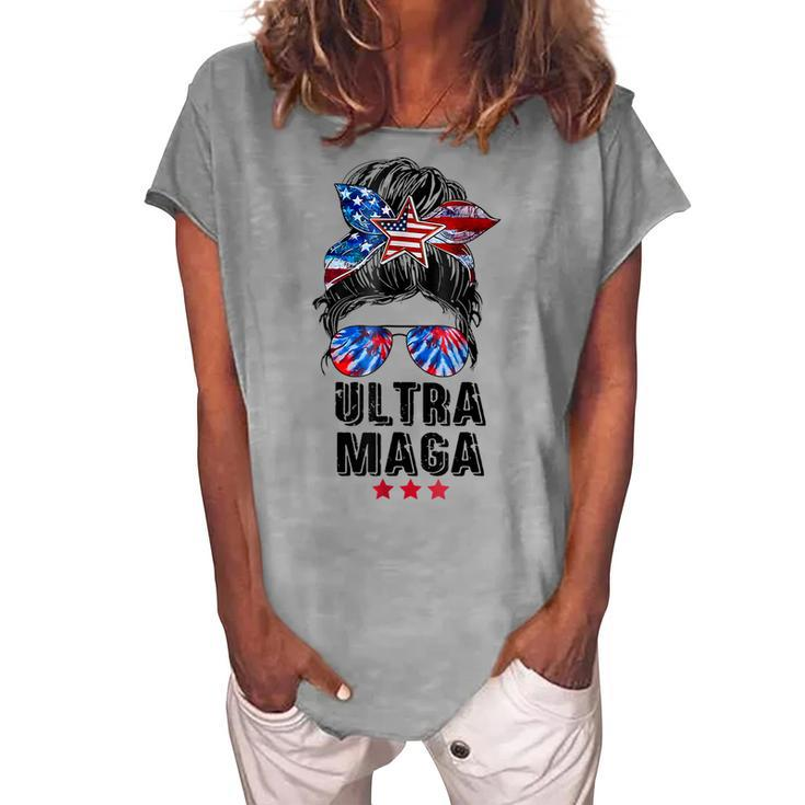 Ultra Mega Messy Bun 2022 Proud Ultra-Maga We The People Women's Loosen T-Shirt