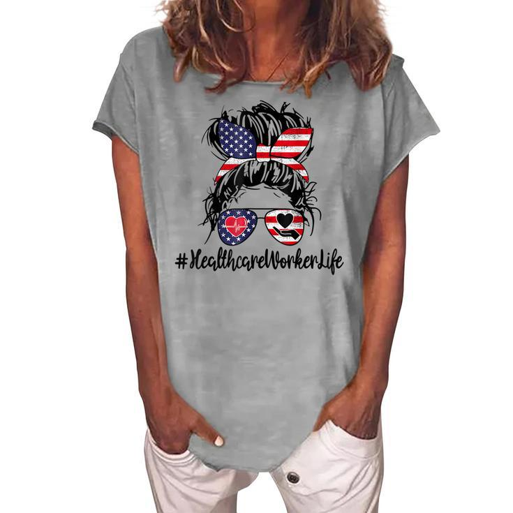 4Th Of July Healthcare Worker Life Nurse Day Cma Cna Women's Loosen T-shirt