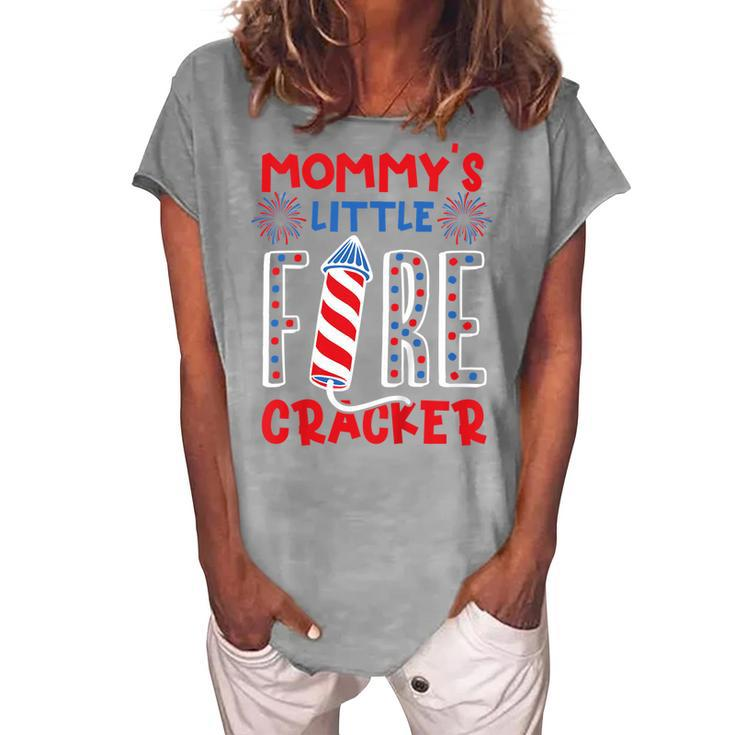 Kids Mommys Little Firecracker Independence Day Firework Toddler Women's Loosen T-shirt