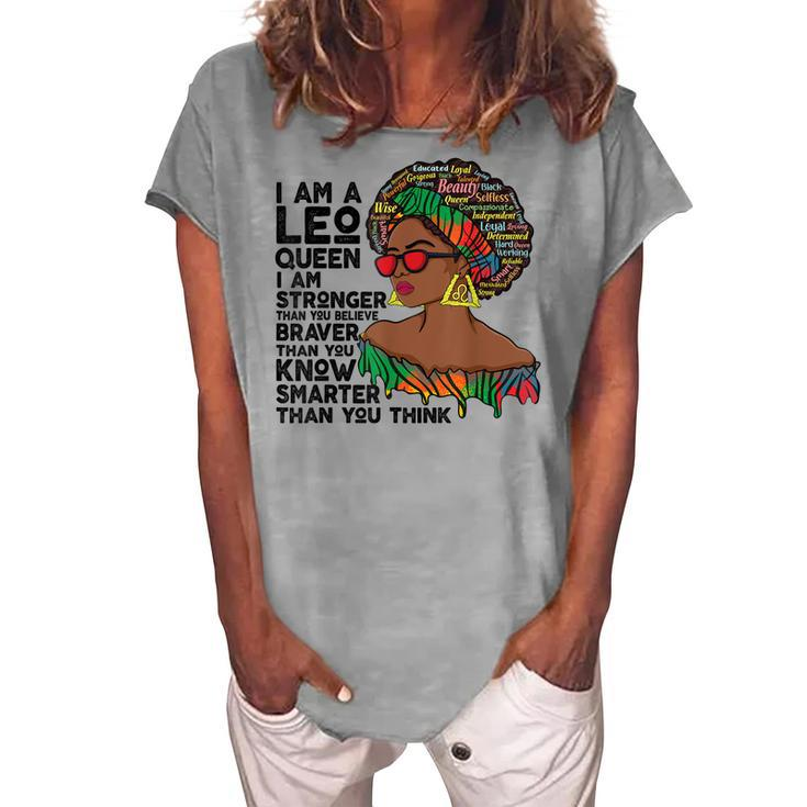 Proud Afro Leo Queen July August Birthday Leo Zodiac Sign Women's Loosen T-shirt