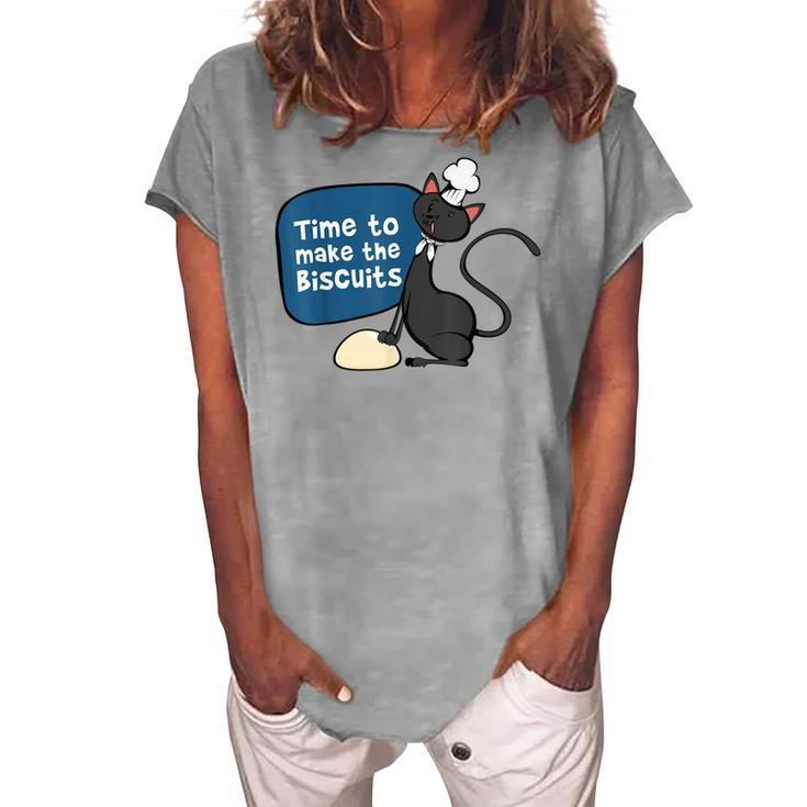 Time To Make The Biscuits Knead Dough Cat Women's Loosen T-shirt
