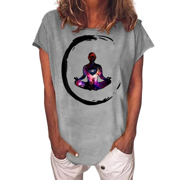 Zen Buddhism Inspired Enso Cosmic Yoga Meditation Art Women's Loosen T-shirt