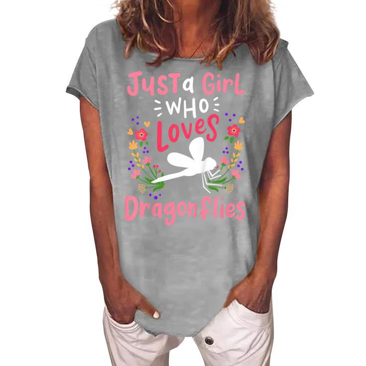 Kids Dragonfly Just A Girl Who Loves Dragonflies Women's Loosen T-shirt