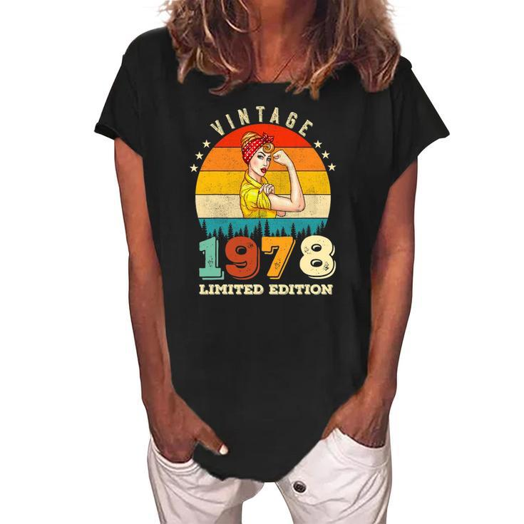 44Th Birthday 1978 Limited Edition Vintage 44 Years Old Women Women's Loosen Crew Neck Short Sleeve T-Shirt