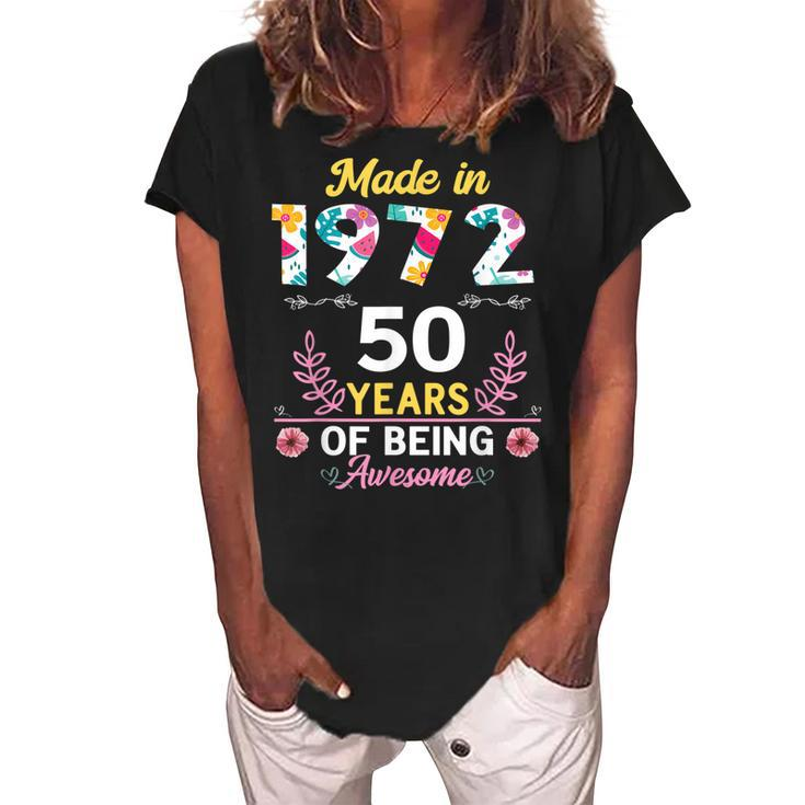50 Years Old Gifts 50Th Birthday Born In 1972 Women Girls  V3 Women's Loosen Crew Neck Short Sleeve T-Shirt