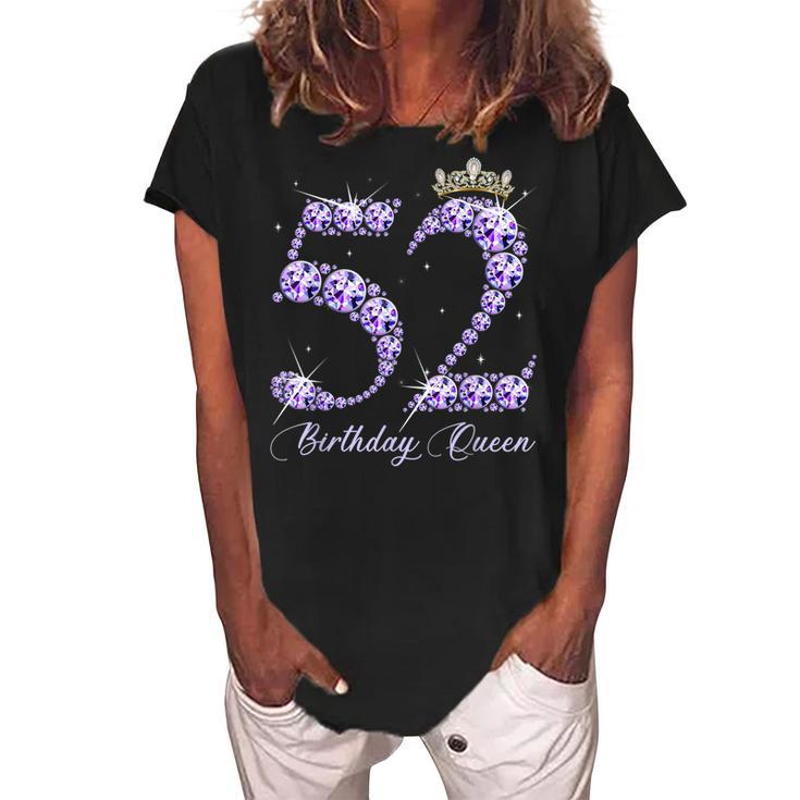 52 Year Old Its My 52Nd Birthday Queen Diamond Heels Crown  Women's Loosen Crew Neck Short Sleeve T-Shirt