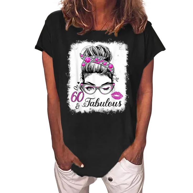 60 & Fabulous Since 1962 Birthday Queen 60 Years Old Diamond  Women's Loosen Crew Neck Short Sleeve T-Shirt