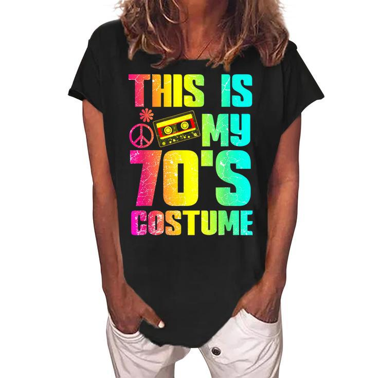 70S Halloween Costume 1970S Seventies Music Dancing Disco  V2 Women's Loosen Crew Neck Short Sleeve T-Shirt