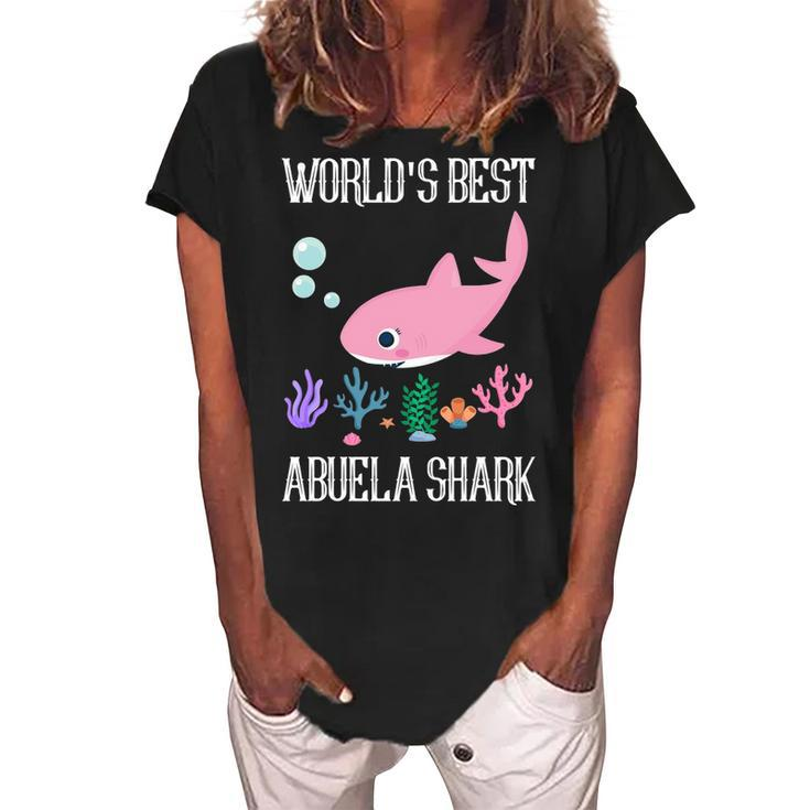 Abuela Grandma Gift Worlds Best Abuela Shark Women's Loosen Crew Neck Short Sleeve T-Shirt