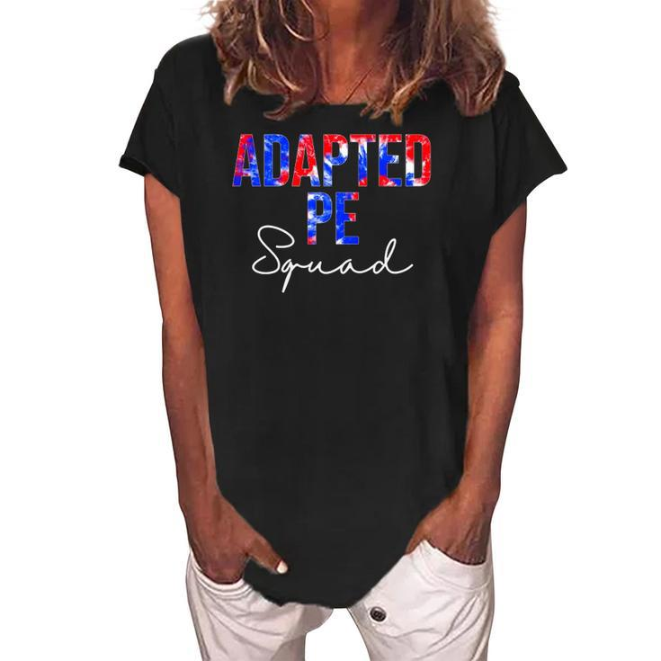Adapted Pe Squad Tie Dye School Women Appreciation Women's Loosen Crew Neck Short Sleeve T-Shirt