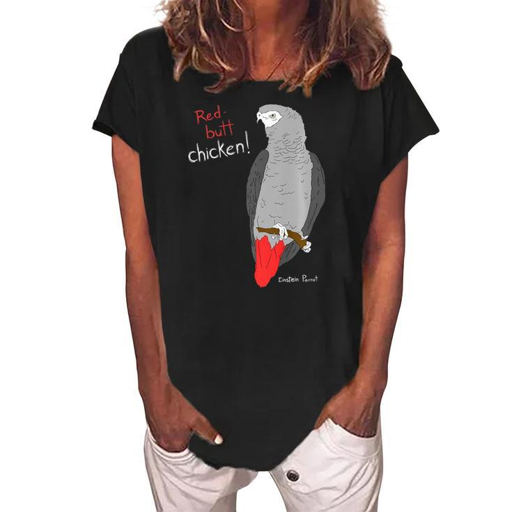 African Grey Parrot Red Butt Chicken  Women's Loosen Crew Neck Short Sleeve T-Shirt
