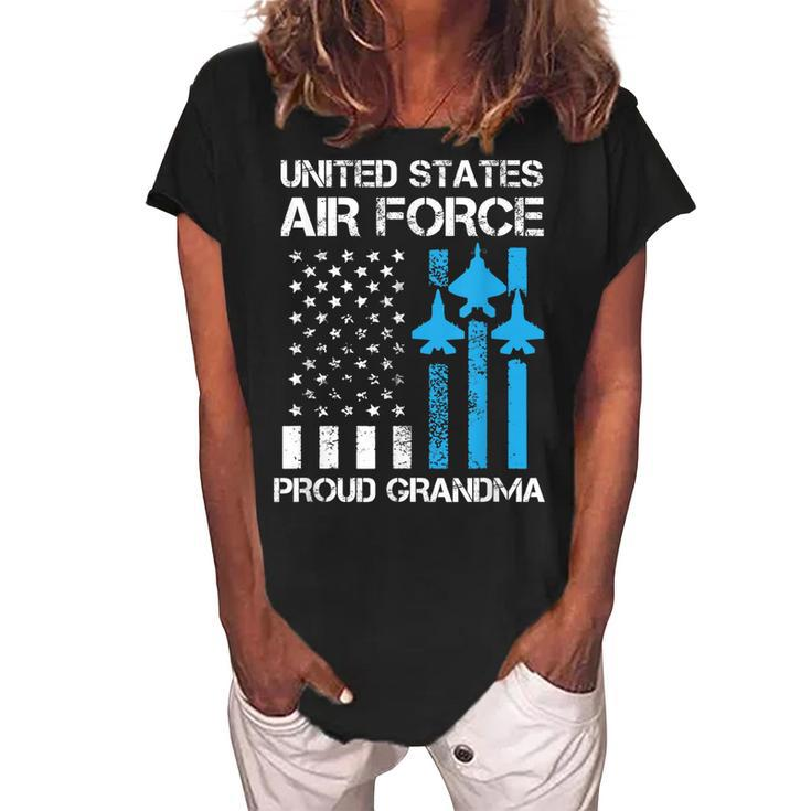 Air Force Us Veteran | Proud Air Force Grandma 4Th Of July  Women's Loosen Crew Neck Short Sleeve T-Shirt