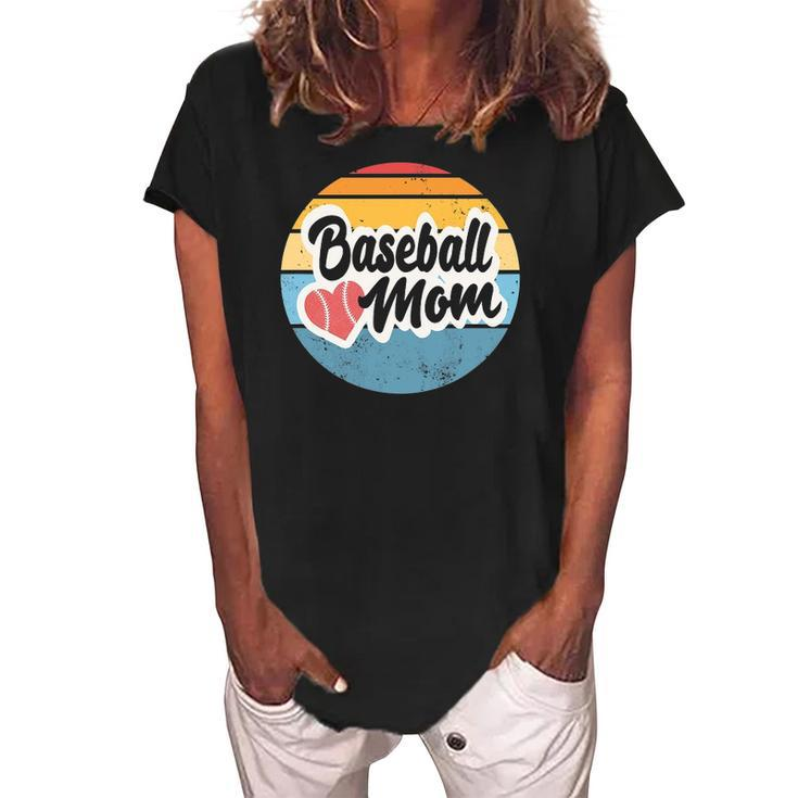Baseball Mom Vintage Retro - Gift For Mother Women's Loosen Crew Neck Short Sleeve T-Shirt