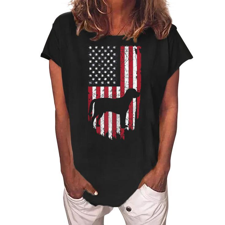 Beagle Dog Mom & Dad Usa  4Th Of July Usa Patriotic  Women's Loosen Crew Neck Short Sleeve T-Shirt