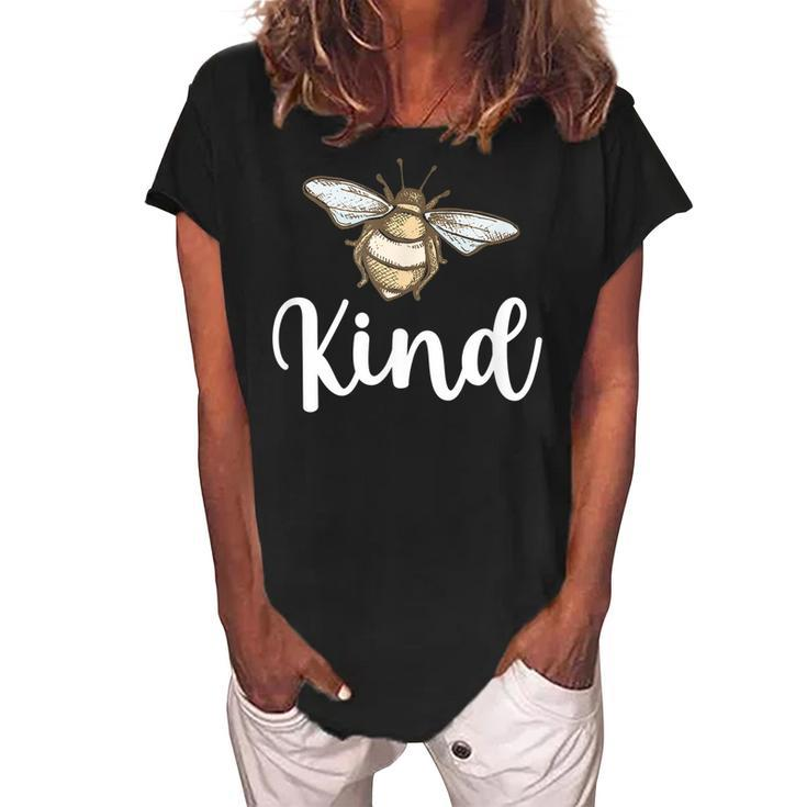 Bee Kind Kindness Matters Women Kids Be Kind Teacher  Women's Loosen Crew Neck Short Sleeve T-Shirt