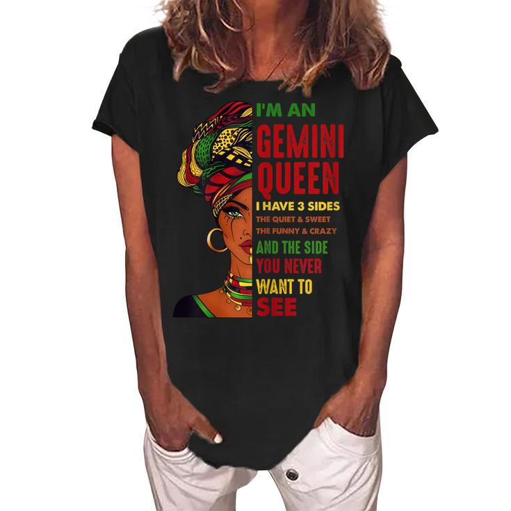 Born In May 21 June 20 Birthday Gemini African Girl   Women's Loosen Crew Neck Short Sleeve T-Shirt