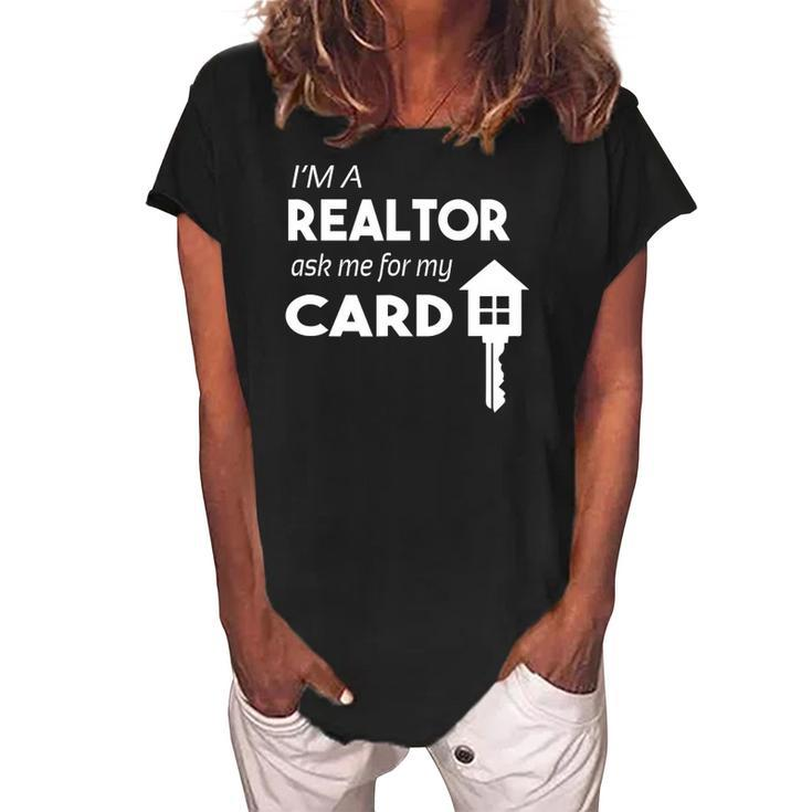 Business Card Realtor Real Estate S For Women Women's Loosen Crew Neck Short Sleeve T-Shirt