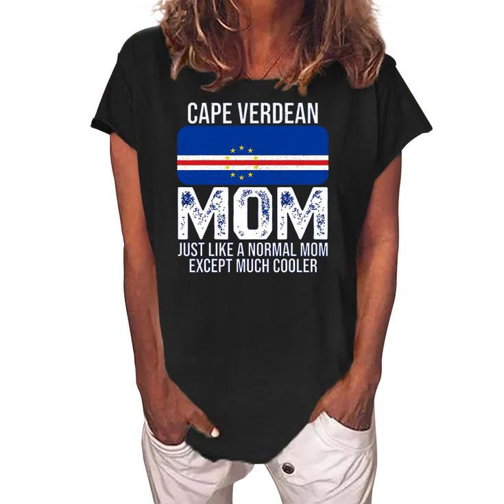 Cape Verdean Mom Cape Verde Flag Design For Mothers Day Women's Loosen Crew Neck Short Sleeve T-Shirt