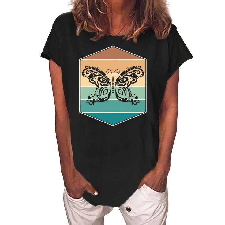 Caterpillar Butterfly Insect Gift Butterfly Women's Loosen Crew Neck Short Sleeve T-Shirt