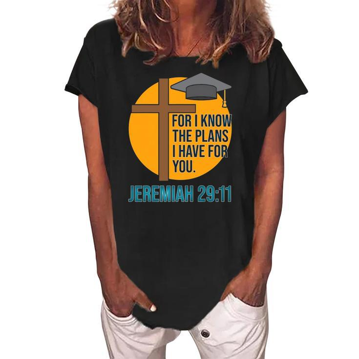 Christian School Graduation Gift Bible Verse Women's Loosen Crew Neck Short Sleeve T-Shirt