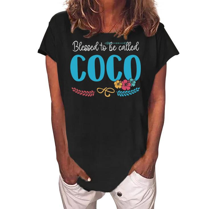 Coco Grandma Gift   Blessed To Be Called Coco Women's Loosen Crew Neck Short Sleeve T-Shirt
