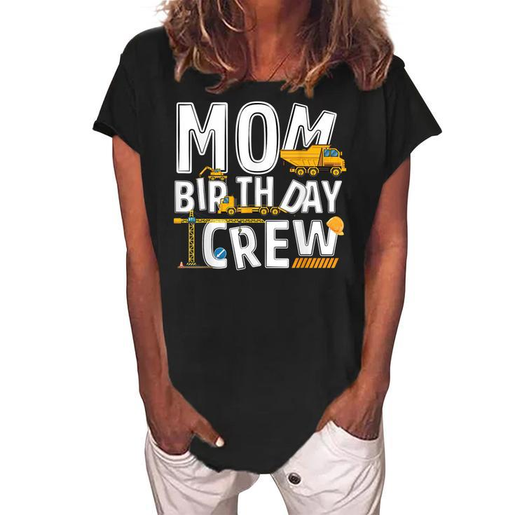 Construction Mom Birthday Crew Party Worker Mom  Women's Loosen Crew Neck Short Sleeve T-Shirt