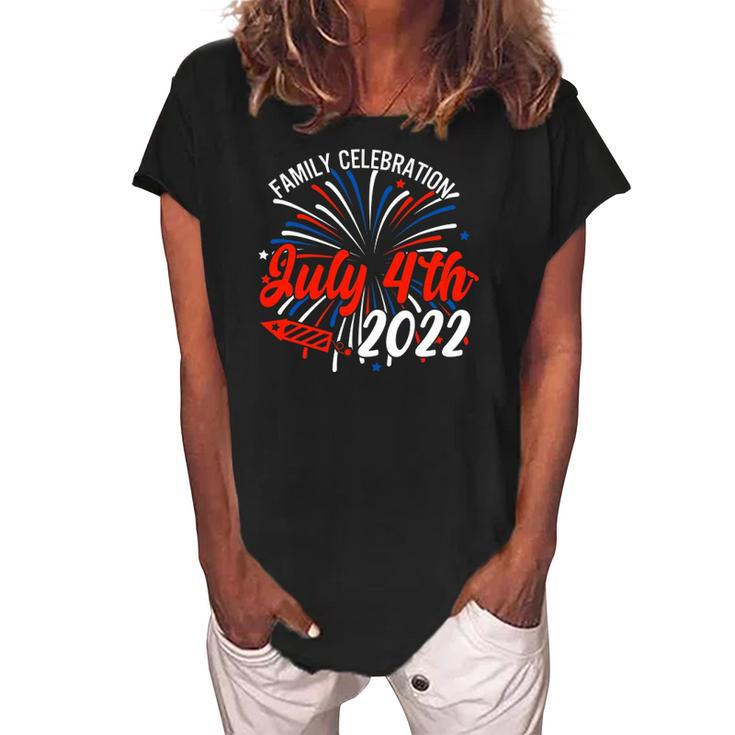 Family Celebration July 4Th 2022 For Men Women Women's Loosen Crew Neck Short Sleeve T-Shirt