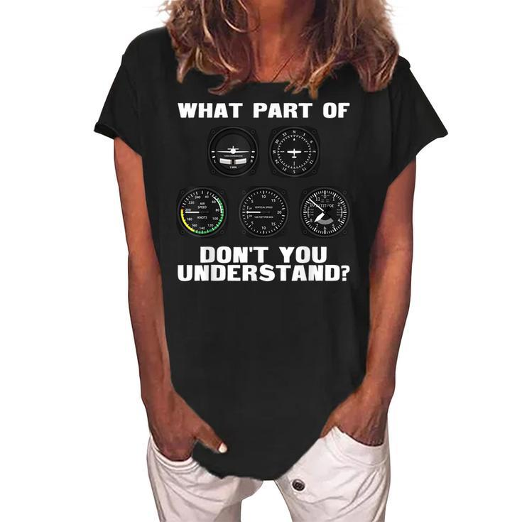 Funny Pilot Design For Men Women Airplane Airline Pilot  V2 Women's Loosen Crew Neck Short Sleeve T-Shirt