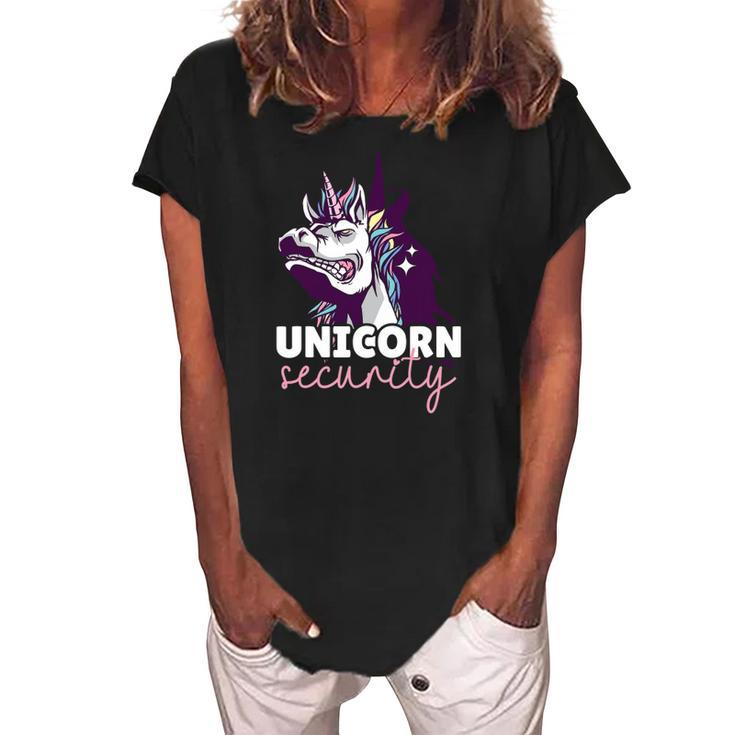 Funny Unicorn Design For Girls And Woman Unicorn Security Women's Loosen Crew Neck Short Sleeve T-Shirt