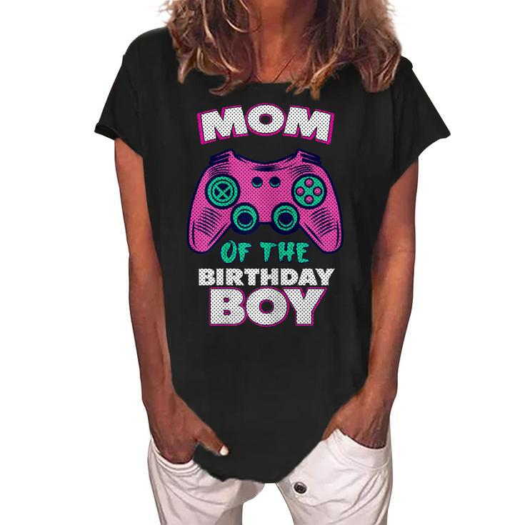 Gamer Mom Of The Birthday Boy Matching Gamer  Women's Loosen Crew Neck Short Sleeve T-Shirt