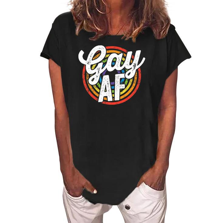 Gay Af Lgbt Pride Rainbow Flag March Rally Protest Equality Women's Loosen Crew Neck Short Sleeve T-Shirt
