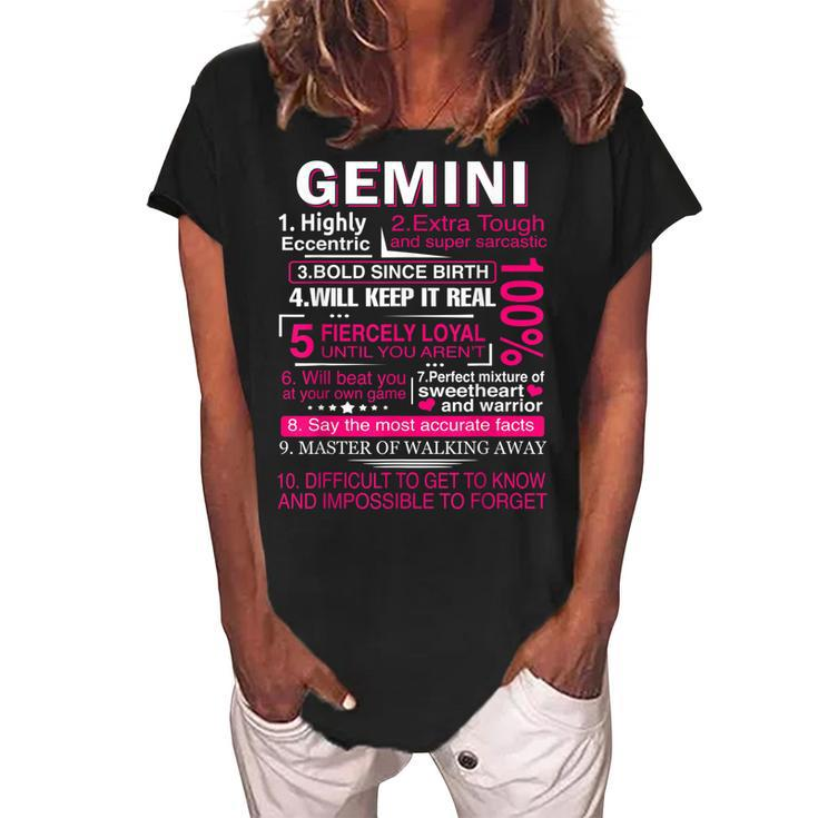 Gemini Zodiac Birthday Gift Girls Men Funny Saying Gemini  Women's Loosen Crew Neck Short Sleeve T-Shirt
