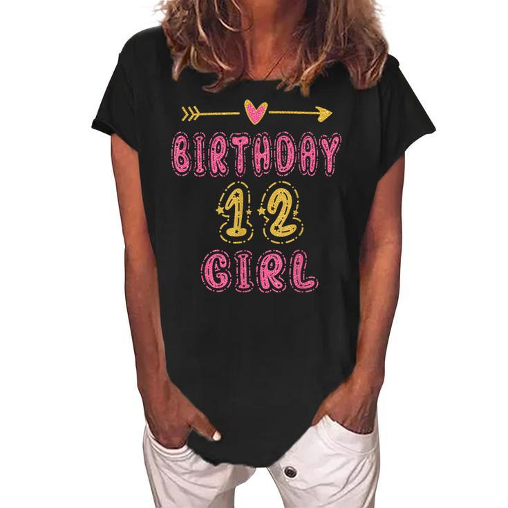Girls 12Th Birthday Idea For 12 Years Old Daughter  Women's Loosen Crew Neck Short Sleeve T-Shirt